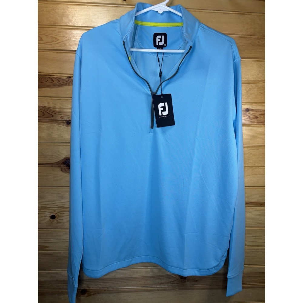 FootJoy FJ Lightweight Golf HYPR Mid-Layer Blue Medium Pullover 1/4 Zip NWT $115 - Picture 2 of 8